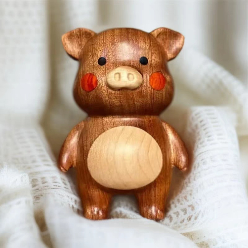 無垢材の豚柿、すべてがうまくいきます、デスクトップ装飾品、磁気柿つまようじ箱、かわいいクルミ装飾品|undefined