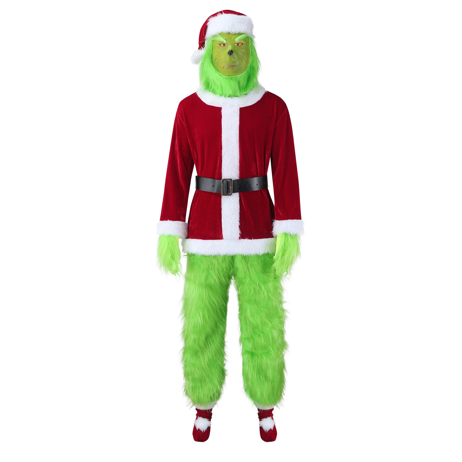 Kostüm, lang, Cosplay, Weihnachtsmann, grüne Haare, Monster, Grinch, Performance-Anzug_voghion.com