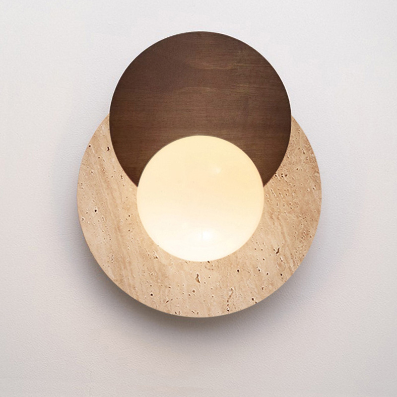 Lámparas de fondo silenciosas de aluminio dormitorio de diseño de madera de diseño de lámpara de pared de madera escalera de piedra de melocotón amarillo