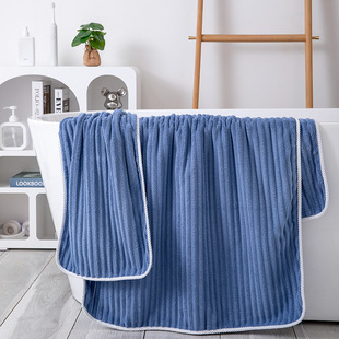 Wholesale coral fleece solid color thin strip 1.5cm corrugated towel thickened soft absorbent household Bath face towel