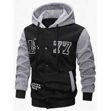K 16407 Color block print hooded knit jacket ƴɫӡ����ñ��