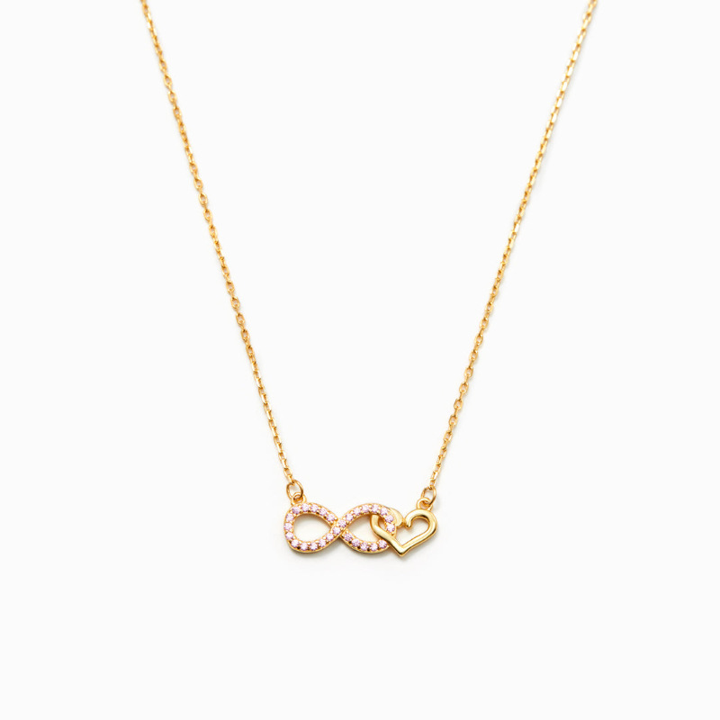 5g Weight Zircon Inlay Material Necklace Classification 925 Sterling Silver Zircon Cable Chain Plating Inlay Infinity Heart Shape Necklace