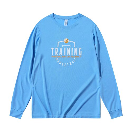 Quick-dry sports t-shirt with printing, loose and breathable, men's long-sleeved basketball uniform, American-style shooting training suit, fitness running T