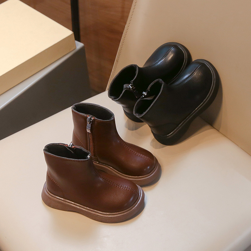 Girls' Martin Boots 2026 Autumn and Winter New Style Fleece-Lined Short Boots Korean Style Warm Children's Boots Baby Shoes