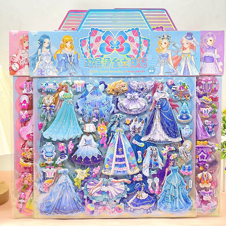 Children's Large Double-layer Bronzing Dress-up Stickers Stereo Cartoon Bubble Stickers Princess Dress-up Stickers Educational Toys Children's Large Double-layer Bronzing Dress-up Stickers Stereo Cartoon Bubble Stickers Princess Dress-up Stickers Educational Toys