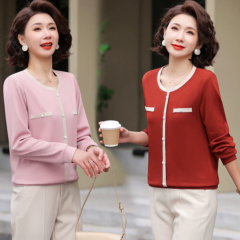 Женские трикотажные топы с круглым вырезом, длинный рукав, ранняя осень 2025, тонкий трикотаж, базовая рубашка, весна-осень