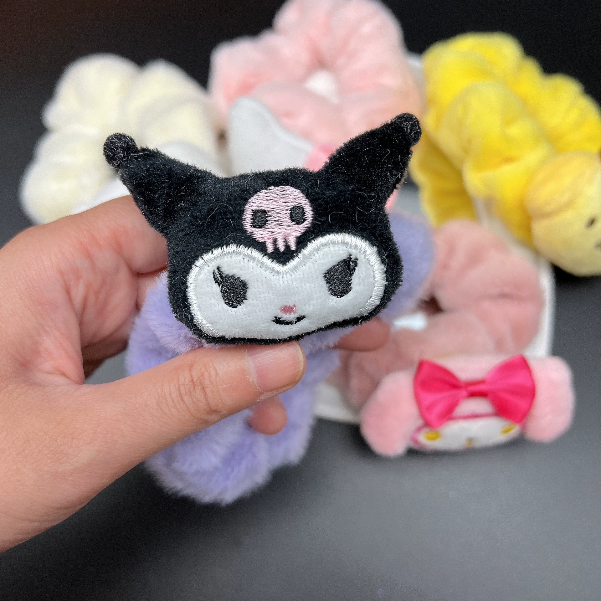 Милый мультяшный большой уши, dog Kuromi ободок для волос, девочка держать сердце плюш большой кишечник круглая мягкая школьница аксессуары для волос