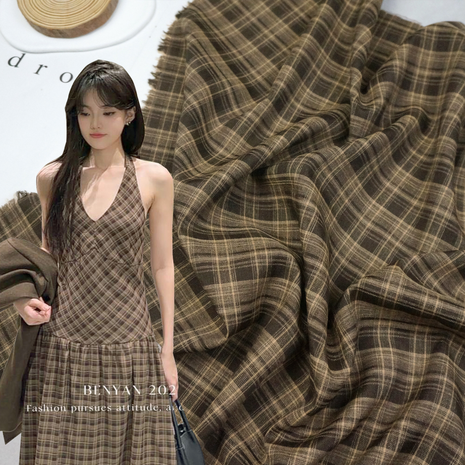 新春夏薄连衣裙格子面料 TR弹力色织衬衫格子布 休闲裤装时装布料