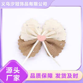 韩版可爱编织蝴蝶结配饰亮钻小清新diy饰品配件甜美公主发夹配饰