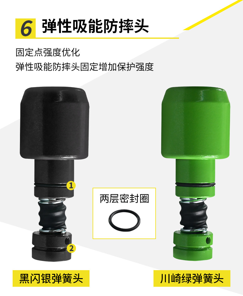 Suitable for Kawasaki Zx-4R Crash Bars, Anti-Fall and Anti-Collision Bumpers, Aluminum Alloy Head Spring Racing Bars Modification