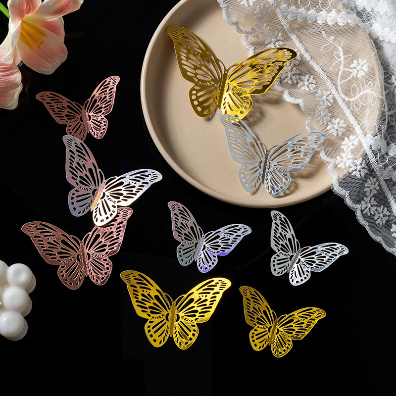 3D estereoscópico mariposa pared decoración de alta sensación autoadhesivo hogar diseño de boda de fondo pegatinas papel pintado diy image 4