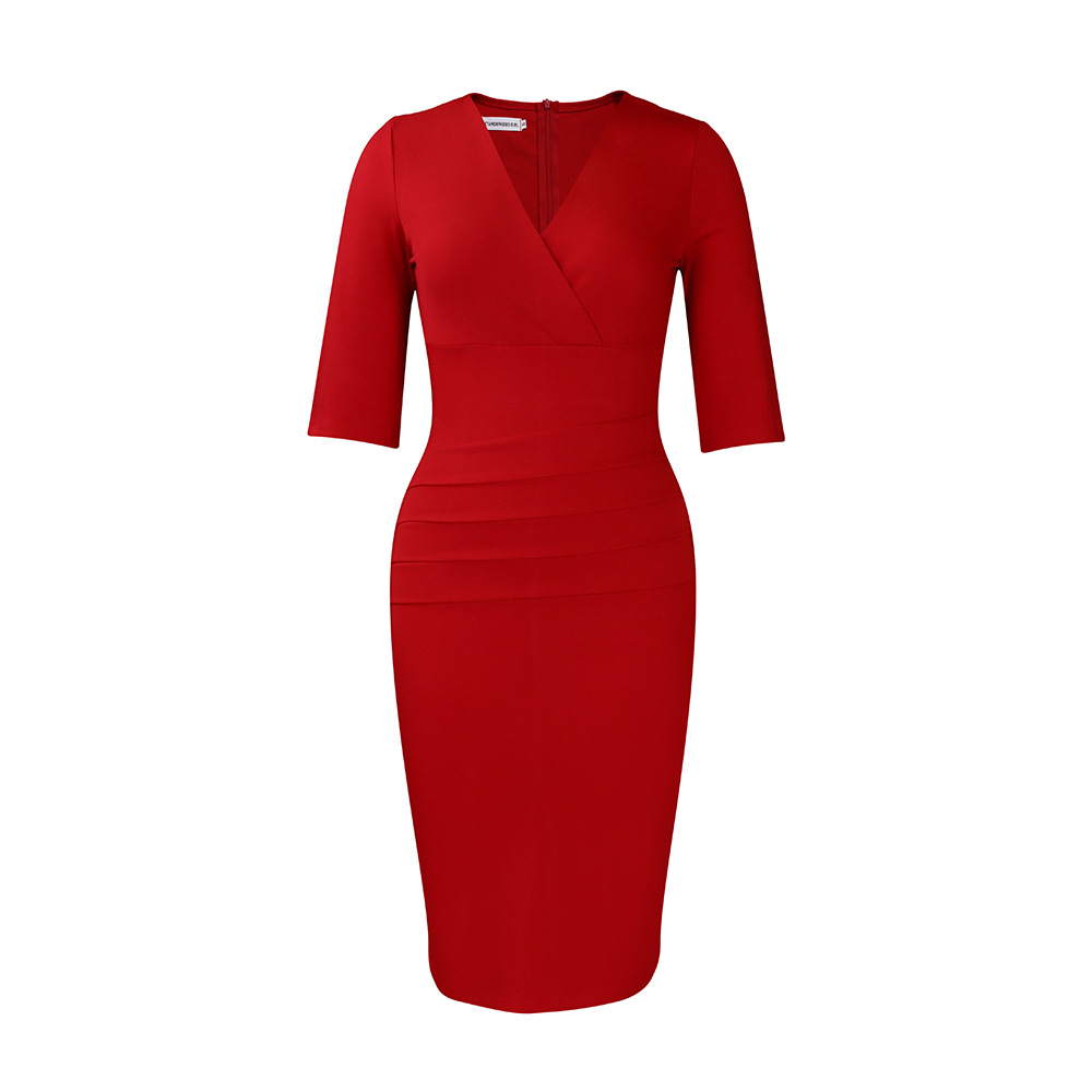 Women's Elegant V-Neck Bodycon Dress