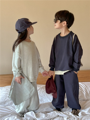Children's Set 2024 Autumn New Arrival Boys Letter Print Sports Set Baby Sweatshirt and Sweatpants Two-Piece Set Trendy