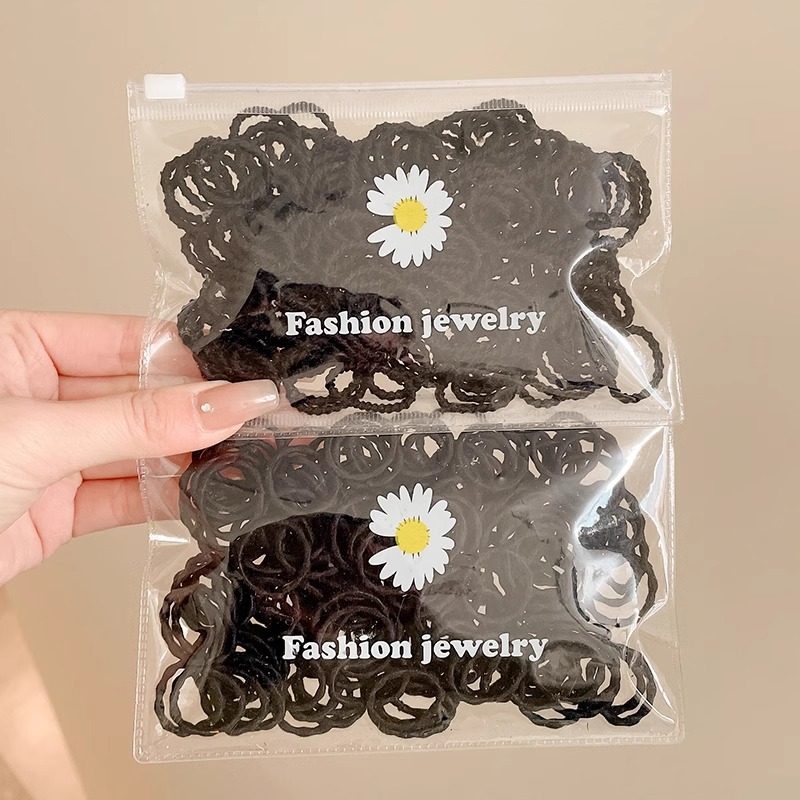 Niños correa de goma negra niñas bebé no lastimar cabello atado cabello anillo de cabello duradero cuerda de cabello pequeña banda de goma adornamiento para el cabello