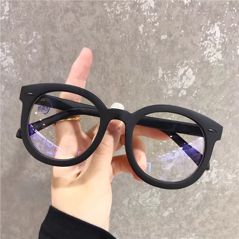 Antiguo gafas negras anti-luz azul simple cara delgada explosión retrógrado monofálculo gafas de moda coreana para mujeres