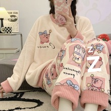 睡衣女冬珊瑚绒韩版学生可爱长袖秋冬季加厚法兰绒大码家居服套装