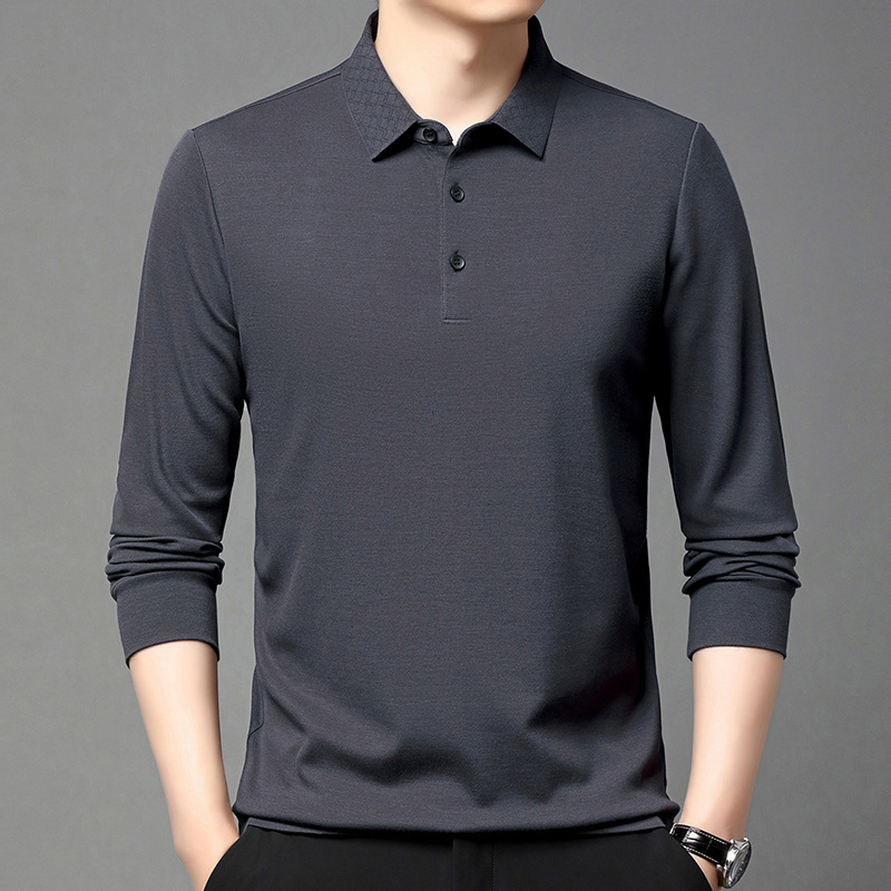 Counter Men's Cashmere Polo Shirt 2025 Autumn and Winter Business Casual Middle-Aged Dad Tops No-Iron Men's T-Shirt