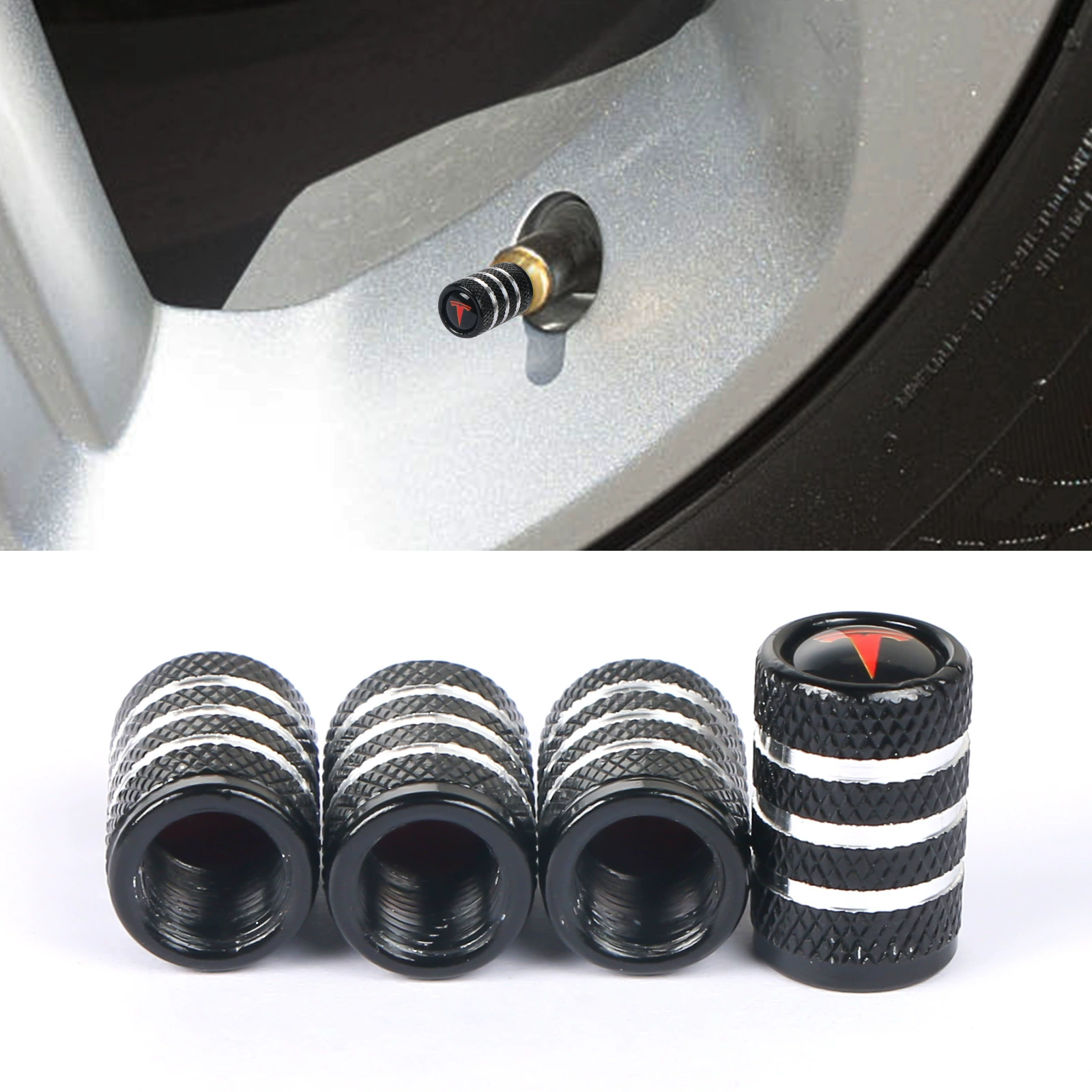 Круглая крышка клапана из алюминиевого сплава с индивидуальным логотипом, пылезащитная, трехслотовая, для модификации автомобильных клапанов.