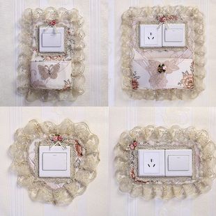 Lace Switch Wall Sticker Lamp Decorative Cover Fabric Single Open Double Open Pocket Mobile Phone Charging Socket Protective Cover