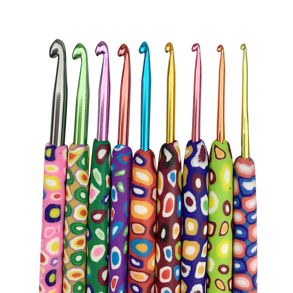 Nuevos productos transfronterizos de cerámica blanda DIY mano de barro de cerámica de color manija ganchillo 9 bolsas OPP agujas de cerámica blanda Amazon