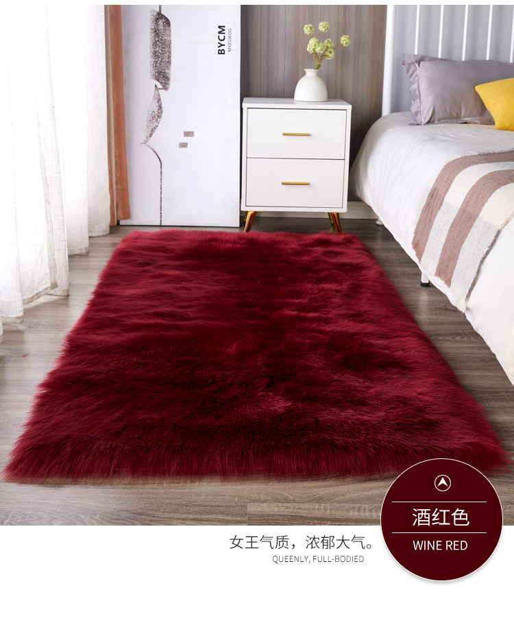 Long Plush Carpet in Orange Color for Bedroom, Bedside Rug, Living Room Coffee Table Mat, Floor Mat, and Window Decoration