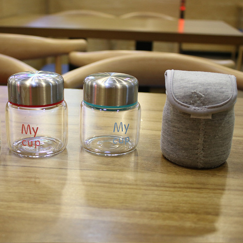 韩国创意牛奶杯迷你水杯玻璃杯便携带盖小巧可爱女学生随手杯杯子