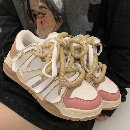 Spring and Autumn White Shoes  New Korean Bread Shoes Shoelaces Thick Threaded Rope Versatile Shoelaces Waist Rope Drawstring