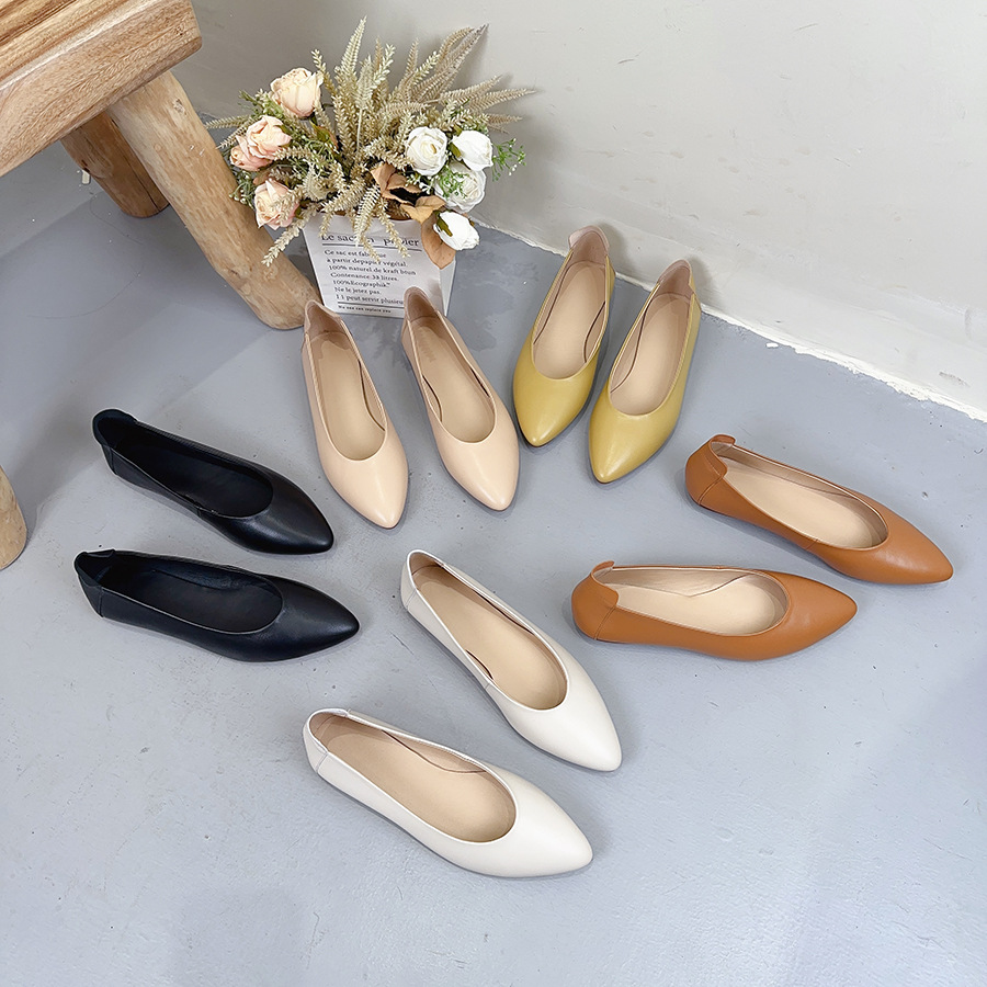 Solid color low casual shoes pointed-toe low-cut