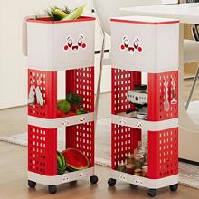 厨房垃圾桶置物架多层带轮收纳架简约可移动带盖卫生桶储物架批发