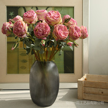 两头奥斯汀玫瑰仿真花北欧浪漫装饰家居室内客厅卧室摆件花卉陈设