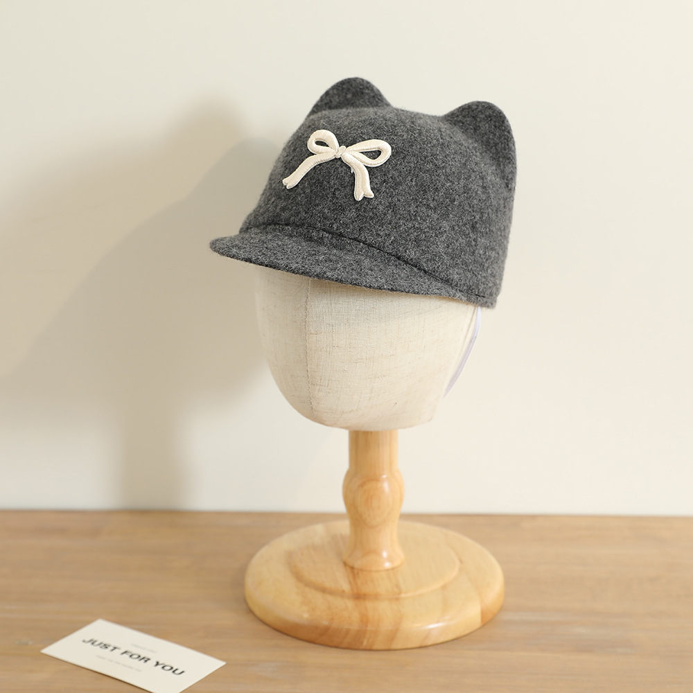 Sombreros para niños otoño y invierno bordados tridimensionales arco corto gorro de niñas gorro de moda británico gorro equestre para bebés masculinos