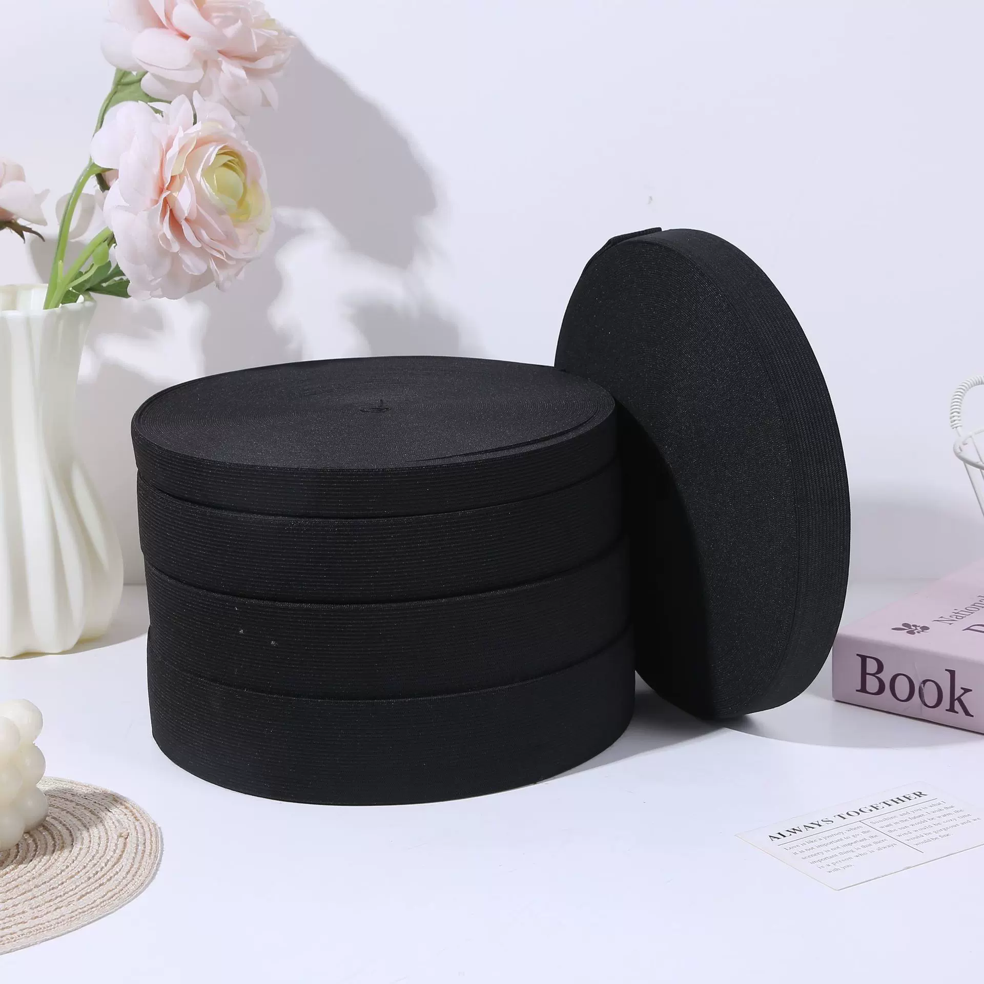 厂家现货黑色松紧带高弹力裙子裤子双面平纹松紧带服装辅料