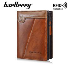 新款男士短款钱包高级感复古油蜡皮RFID多卡位钱夹商务拉链零钱包