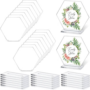 18 PCs acrylic transparent blank wedding hexagon table DIY wedding guests birthday party seat card