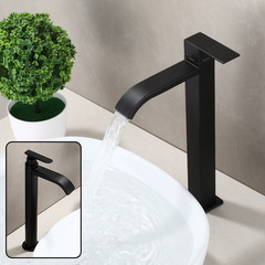 Single cold black bathroom countertop basin faucet 304 stainless steel art basin faucet
