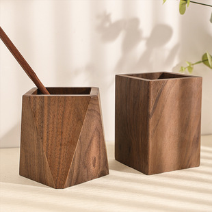 Black walnut wood pen holder creative desk stationery storage box decoration business gifts wholesale logo