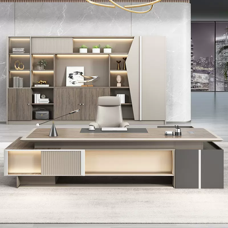 大班大班台办公板桌轻奢单人办公桌家具老板时尚简约经理桌椅组合