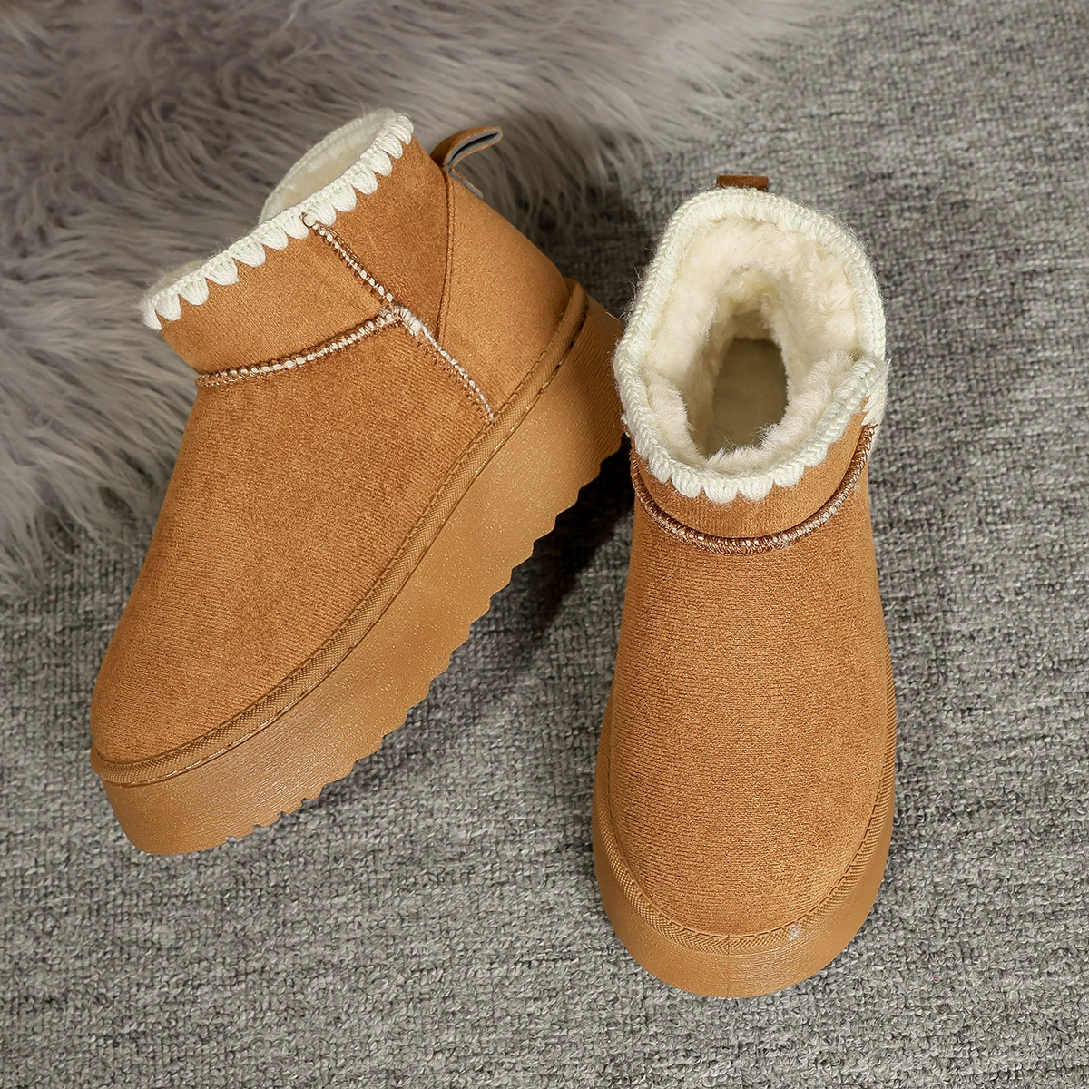 Winter boots platform for leisure, warm shoes, plus size