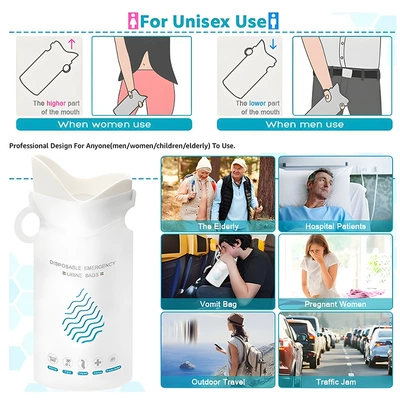 On-board emergency urine bag travel disposable urine bag