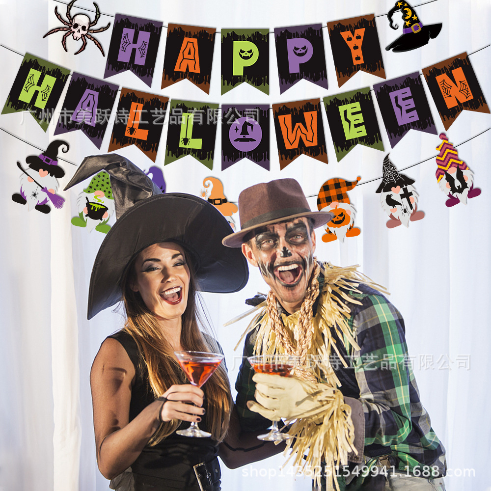 Halween fiesta decoración pull bandera inserción fantasma bruja pastel plug-in feliz Halloween pull Flag