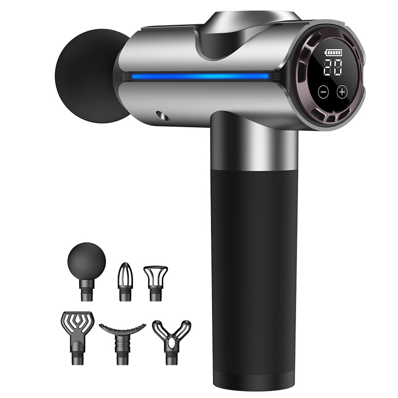 New touch screen LCD fascia gun multifunctional high frequency vibration massage gun muscle impact massager portable