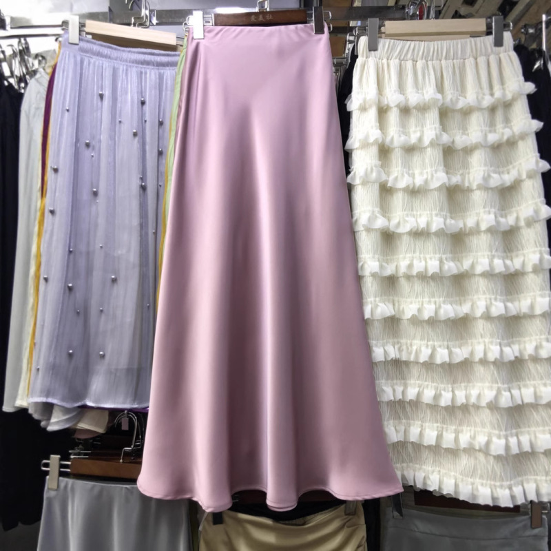 2025 Early Spring New French Champagne Color Acetate Satin Skirt Women's Mid-Length Hip-Hugging Fishtail Skirt 2025 Early Spring New French Champagne Color Acetate Satin Skirt Women's Mid-Length Hip-Hugging Fishtail Skirt
