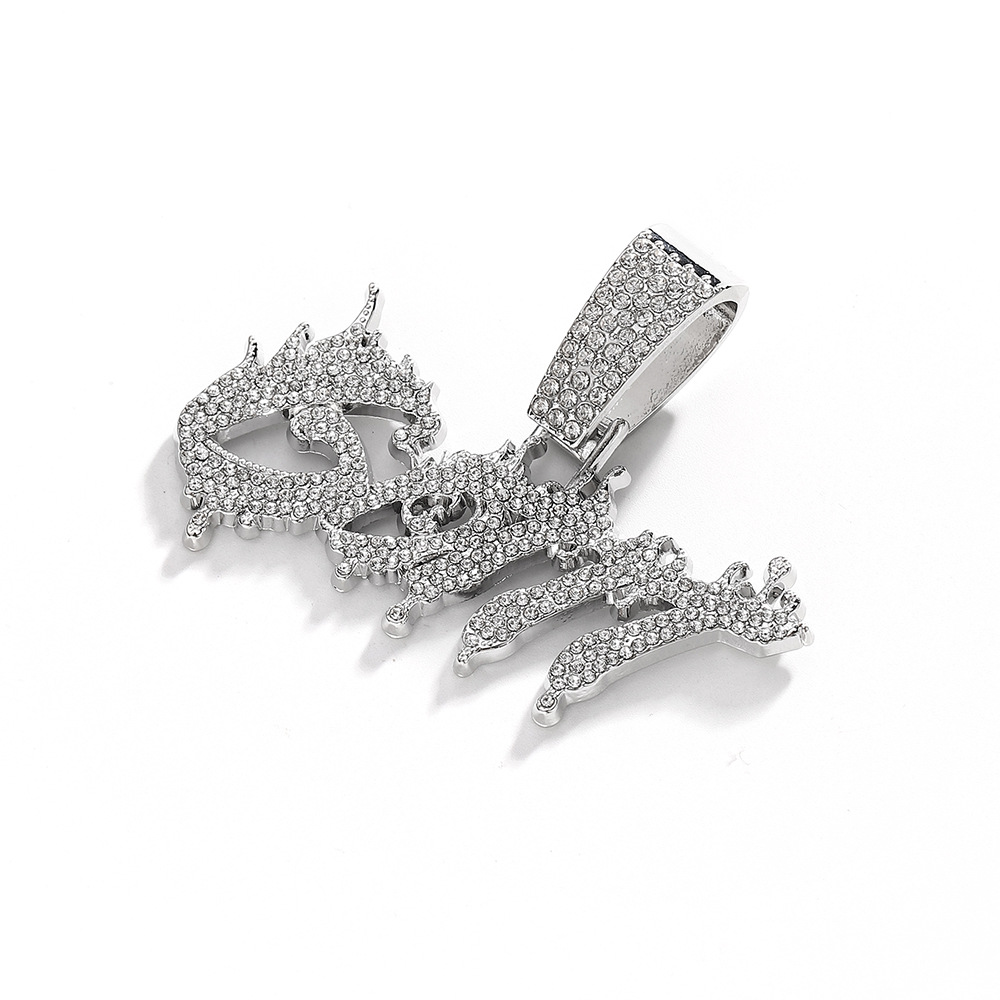 Europa y los Estados Unidos Hip-Hop lleno de diamantes cadena cubana llama Gott letras colgante collar accesorios de rap marca de moda para hombres al por mayor
