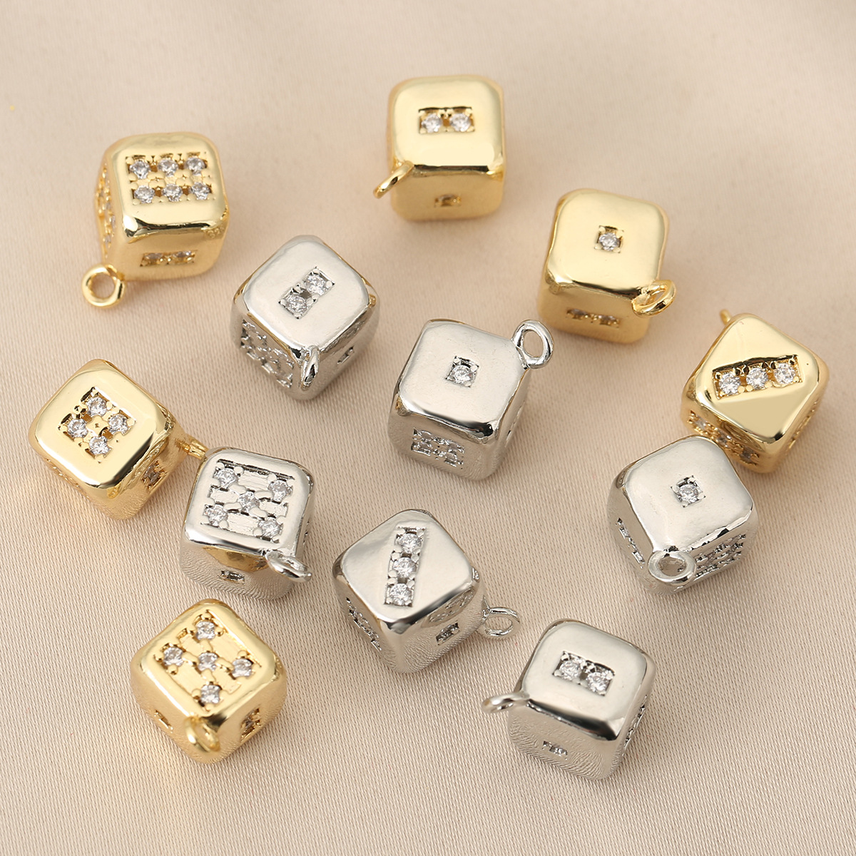 DIY Ornament Accessories Classification 1 Piece Copper Dice Pendant
