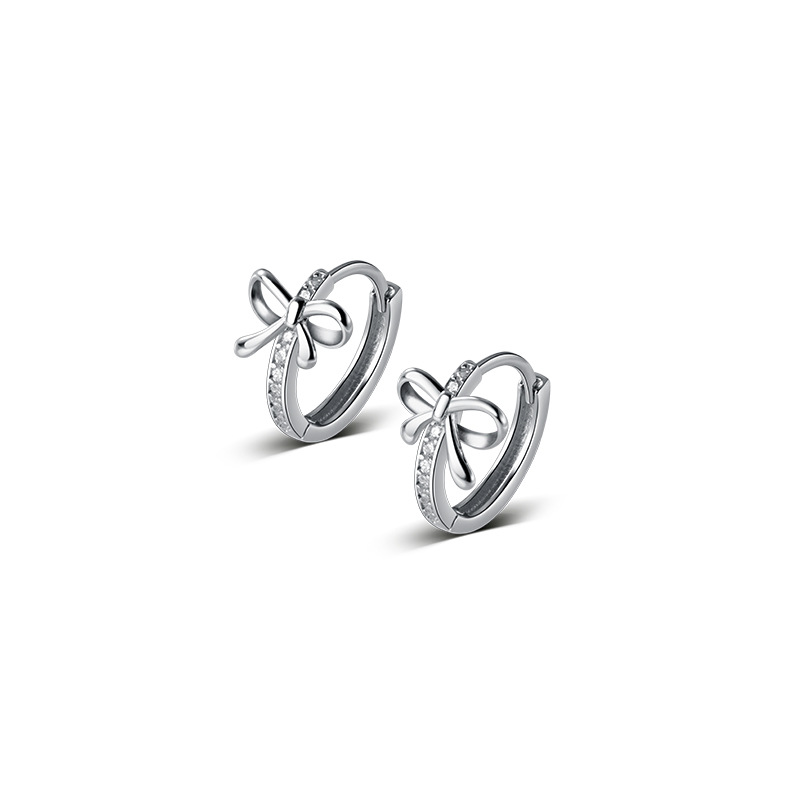 Eloch s925 plata temperamento pendientes femeninas coreana dulce hueco arco de diamantes espectáculo pendientes M00603