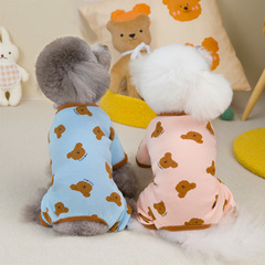 ペット用品卸売り犬服猫小型犬服快適弾力性24四色プリント熊四脚家庭服