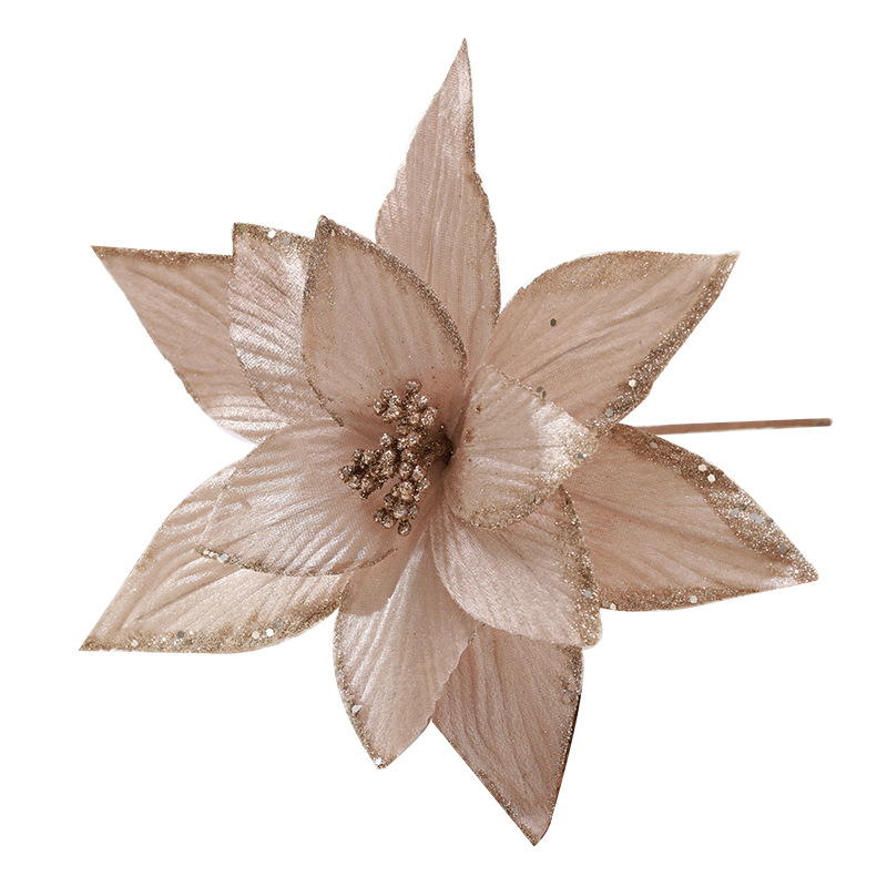 2023 nueva flor de Navidad coreana de alta calidad 30cm champán plata rojo simulación decoración de flores de Navidad hechas a mano