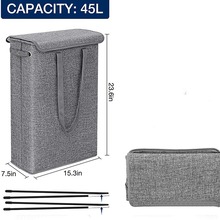 脏衣篮45L带盖洗衣篮窄条手细高手提脏衣篓卧室幼儿园置整物篮收