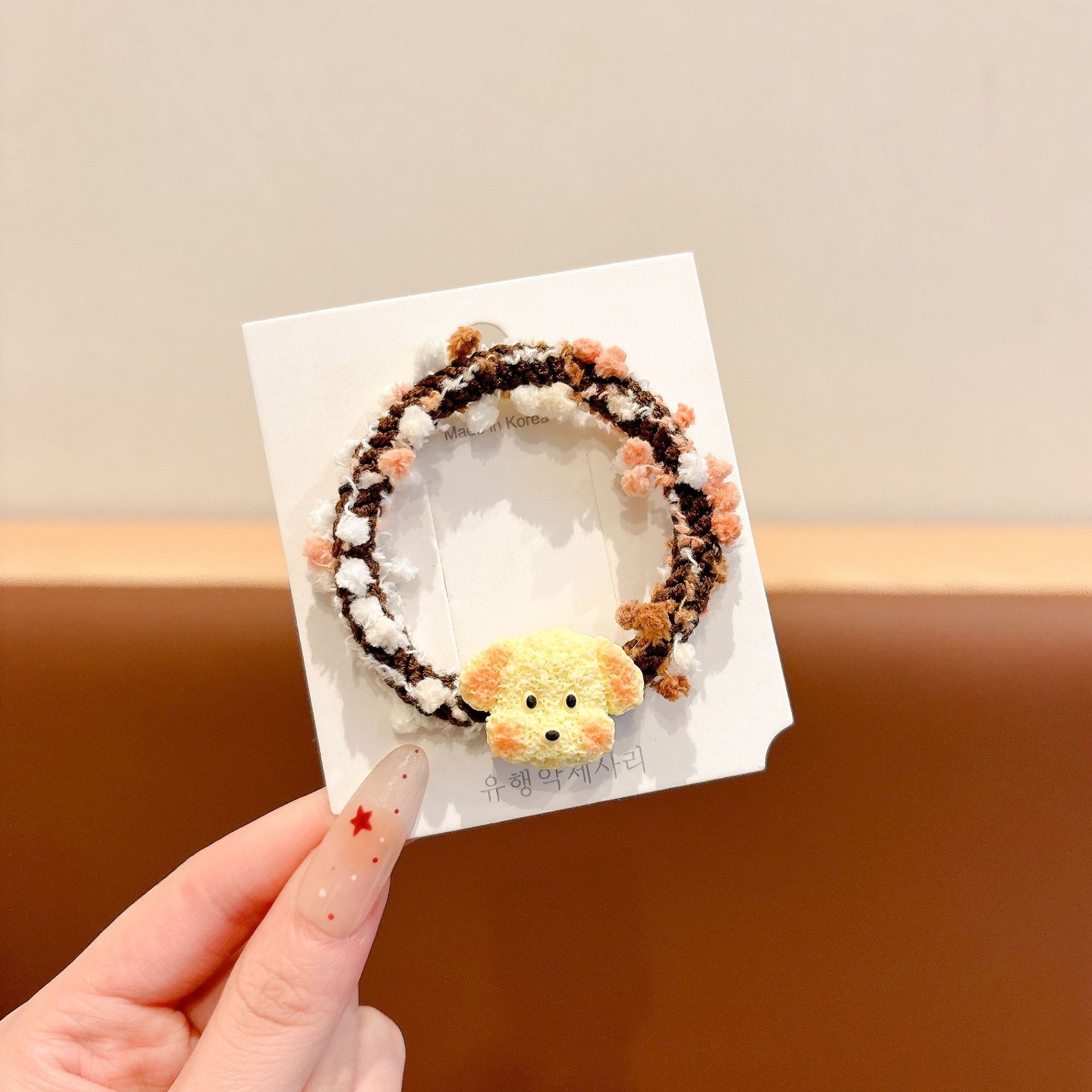 3 cachorro de dibujos animados caidou hair Ring amarillo