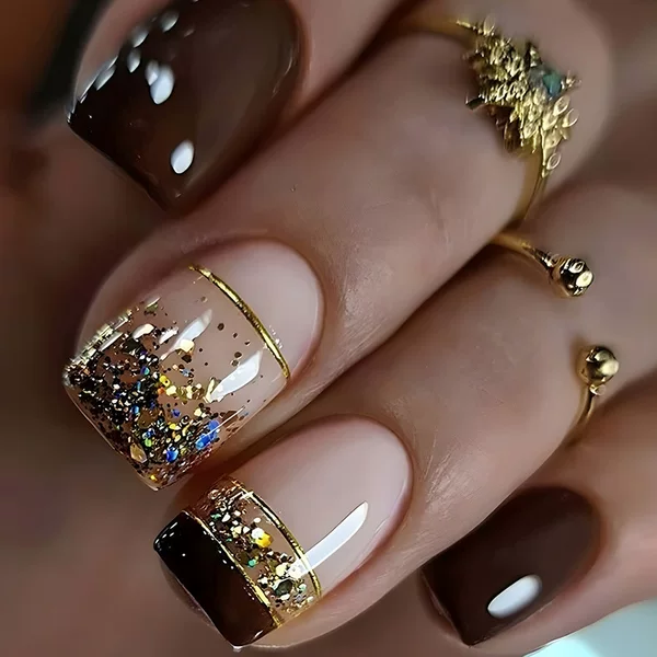 Europe and the United States foreign trade simple fashion ins style glitter hot selling high daily gold foil brown French wearing armor wholesale